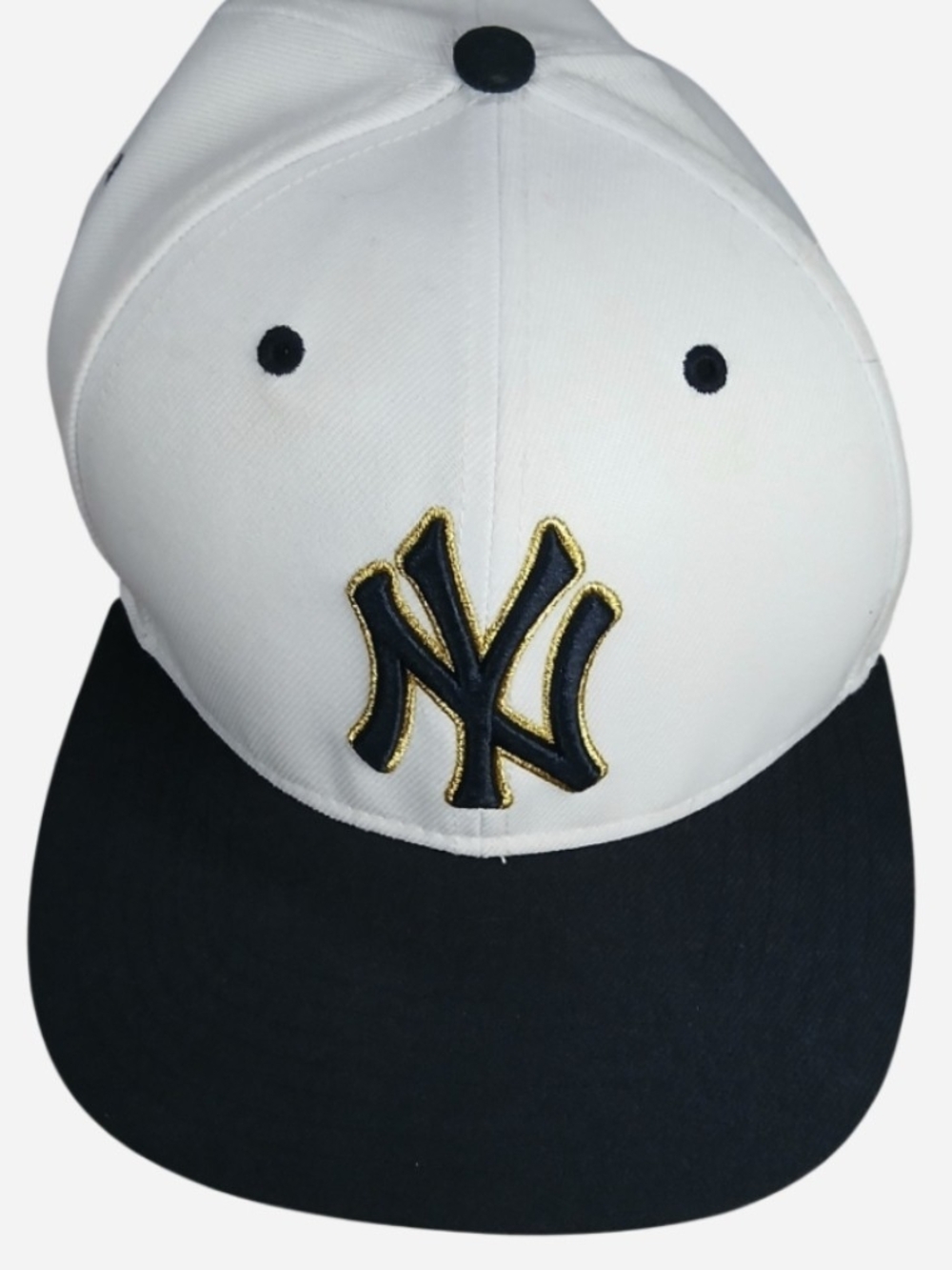 47 Two-Tone White and Black Baseball Cap with Gold-Trim NY Yankees